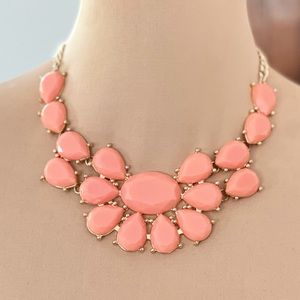 Light Coral Pink Statement Necklace